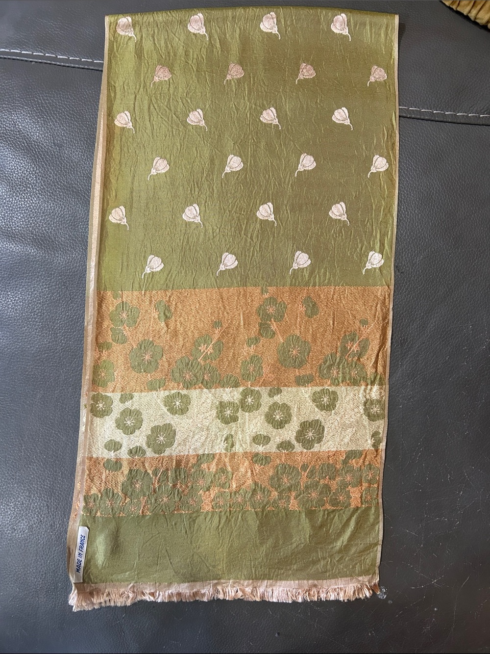 RESERVED @frenchluck Blue/Mustard Square Scarf & French Textile Runner - Picture 4 of 8